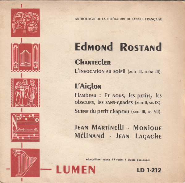 Edmond Rostand, Jean Martinelli, Monique Mélinand, Jean Lagache - Chantecler / L'Aiglon (7", EP)
