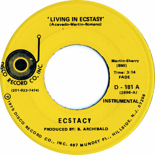 Ecstacy - Living In Ecstacy / Ecstacy's Theme (7")