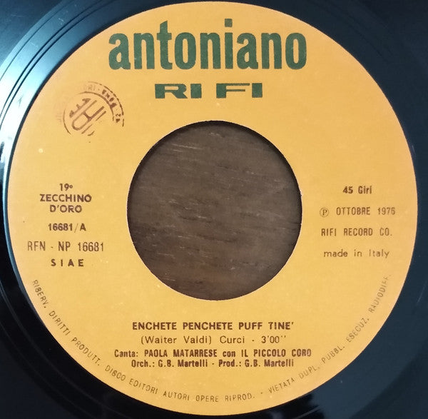 Various - Zecchino D'Oro 76 / Enchete Penchete Puff Tinè (7")