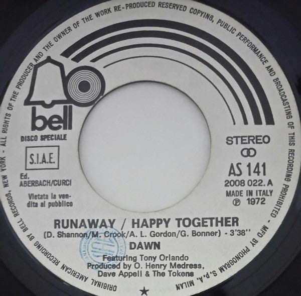 Dawn / Rufus Thomas - Runaway / Happy Together / The Breakdown (Part 1) (7", Jukebox)