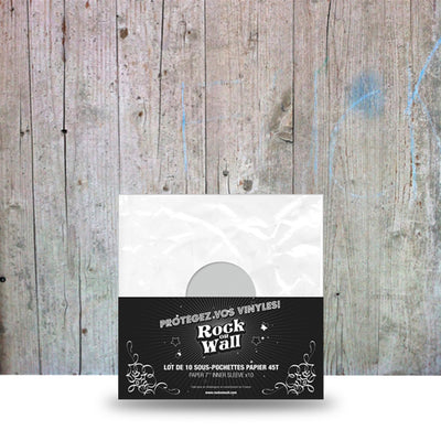 Confezione da 10 Buste di Carta Bianche Interne per Vinili 45 Giri 7" (Rock On Wall)