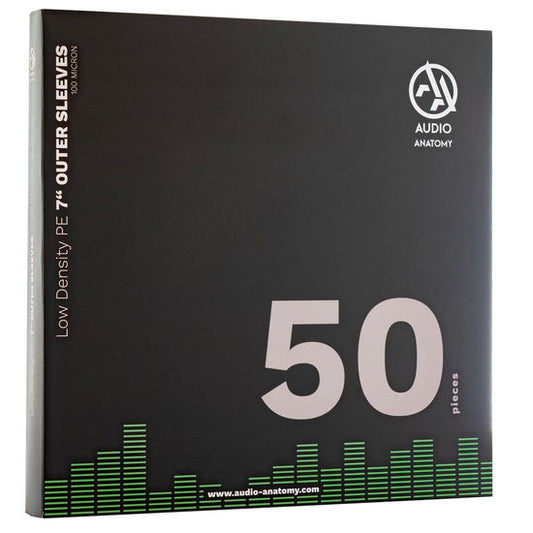 Confezione da 50 Buste Trasparenti Low Density PE per Vinili 45 Giri 7" (18,6 x 18,6 cm) (Audio Anatomy)