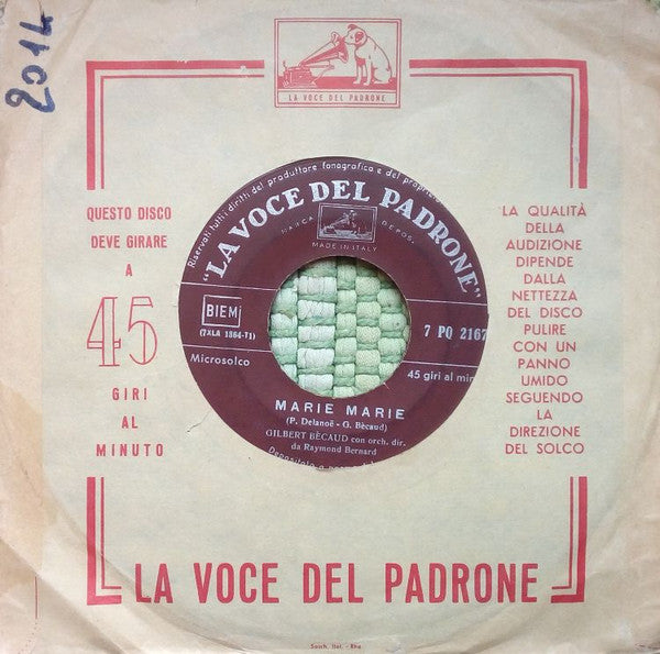 Gilbert Bécaud - Tête De Bois / Marie Marie (7")