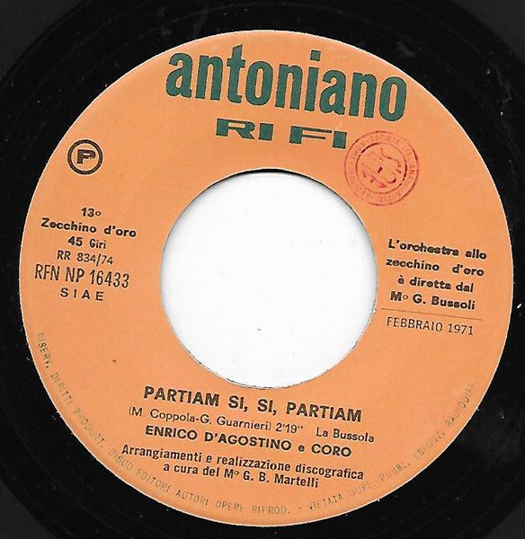 Enrico D'Agostino / Luana Landi, Chiara Pacciorini-Job - Partiam Si, Si, Partiam / La Corriera Del Far West (7")