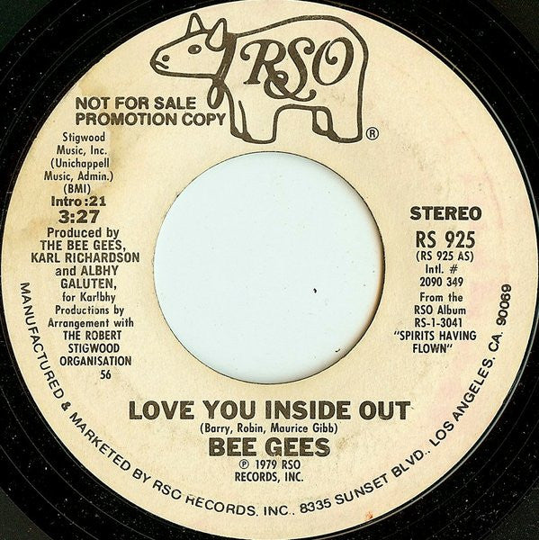 Bee Gees - Love You Inside Out (7", Single, Promo, Styrene, 56)