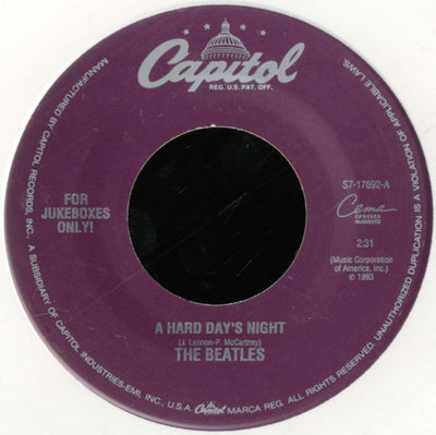 The Beatles - A Hard Day's Night (7", Single, Jukebox, RE, Whi)